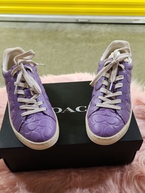 Coach Lavender Embossed Signature Leather Sneakers - Women